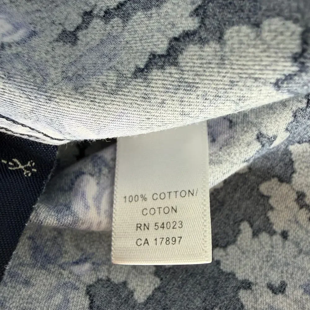 Banana Republic XL Men's Blue Floral Striped Long Sleeve Button-Up Shirt